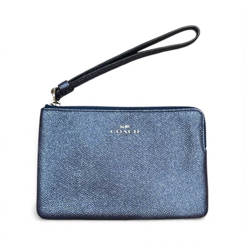 Coach Metallic Blue Wristlet - Picture 1 of 4